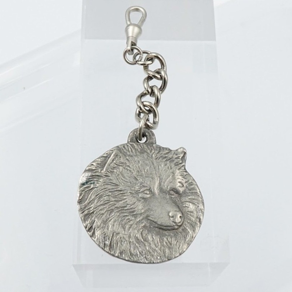 Vintage 1983‎ Rawcliffe Pewter I Love My Keeshond Dog Keychain Pet Lover - Picture 4 of 10